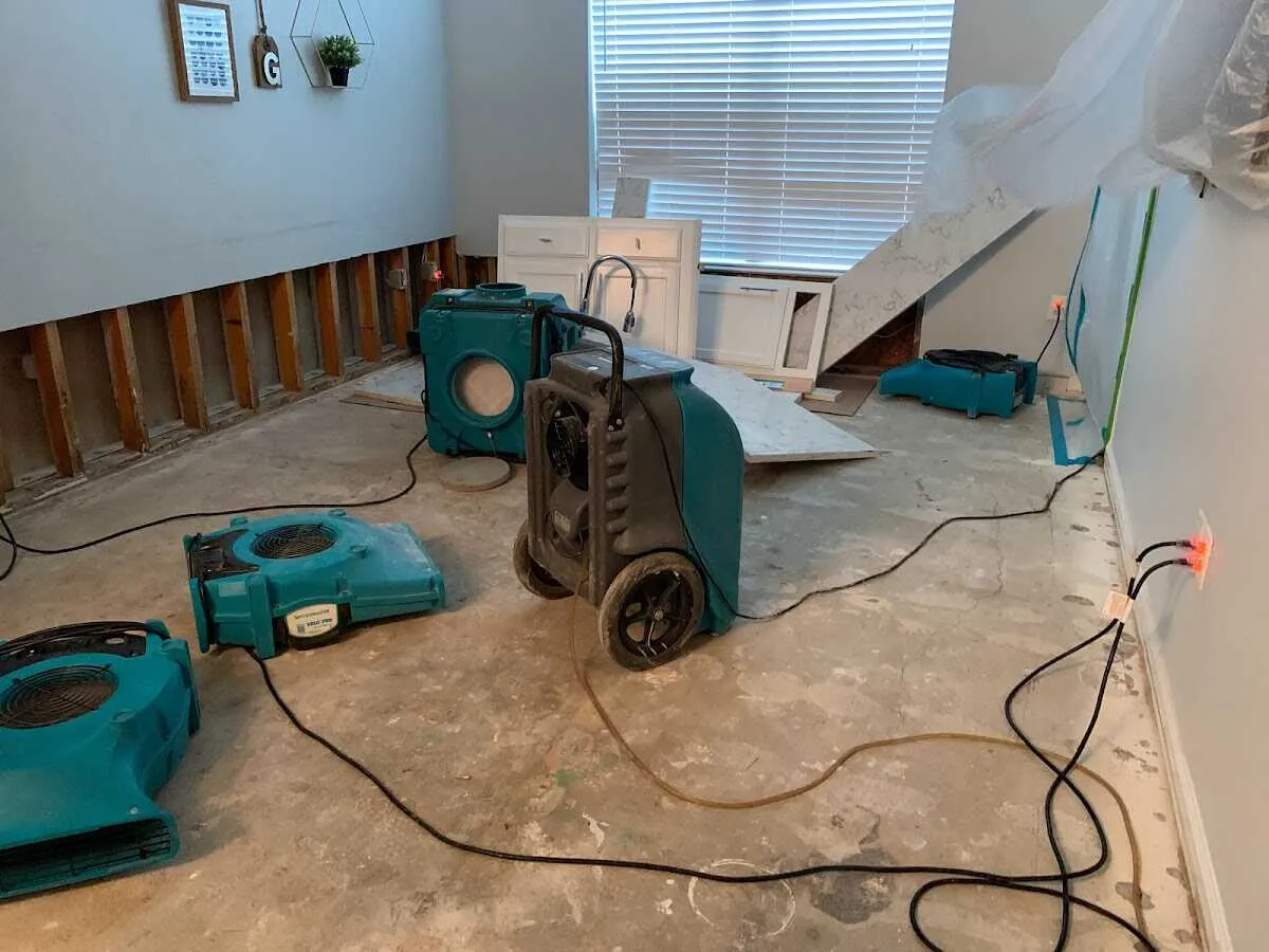 Dehumidifier in flood-cut room for Water Damage Restoration in Channahon